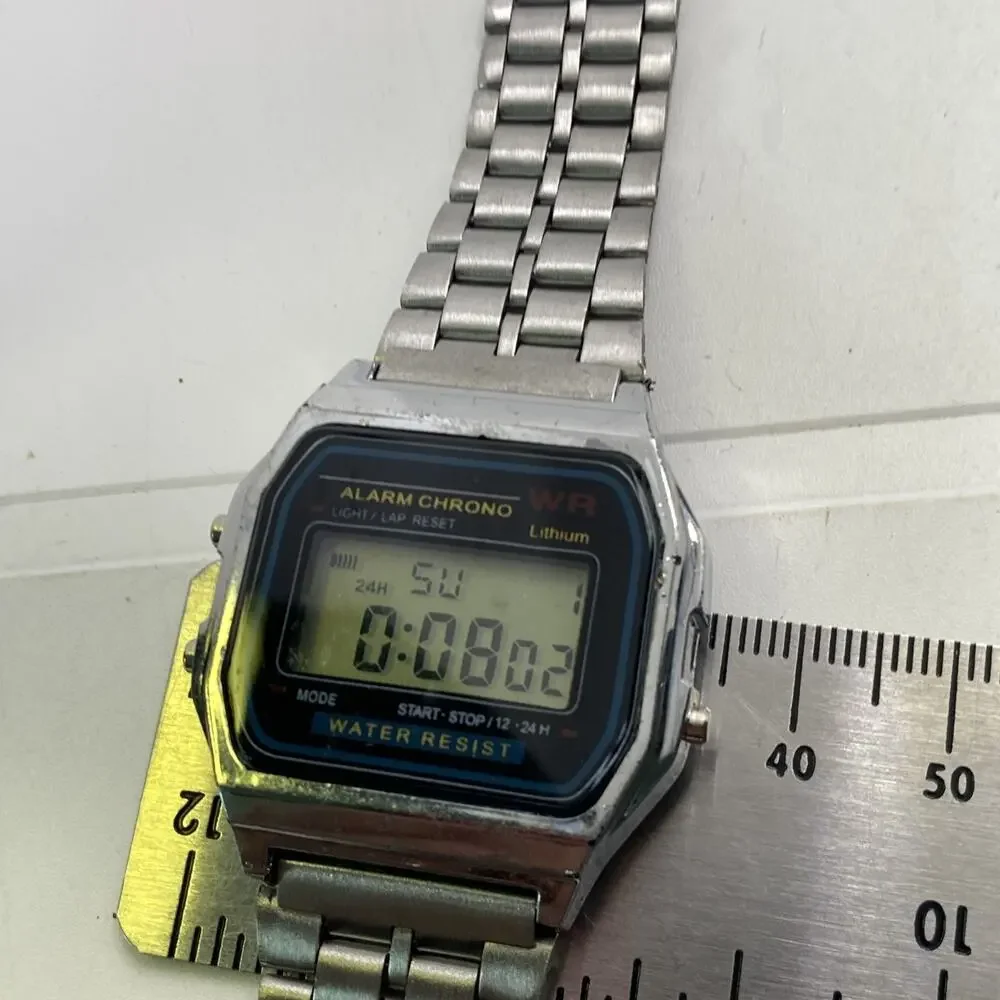 Vintage Silver Multi Function Sports Watch Unisex Watch New Battery Works